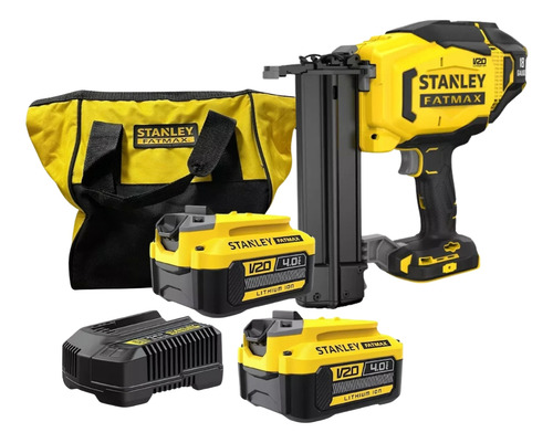 Kit Pinador 18g C/ 2 Baterias 4ah + 1 Carregador 20v Stanley