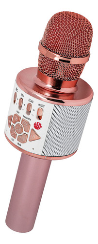 Mainstream Source® Micrófono De Karaoke Inalámbrico Blue. Color Rosa Dorado Y Blanco