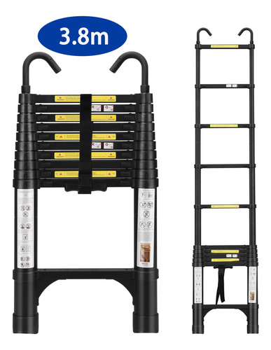 Escalera Telescopica 3.8 Metros Retractil Facil De Guardar 