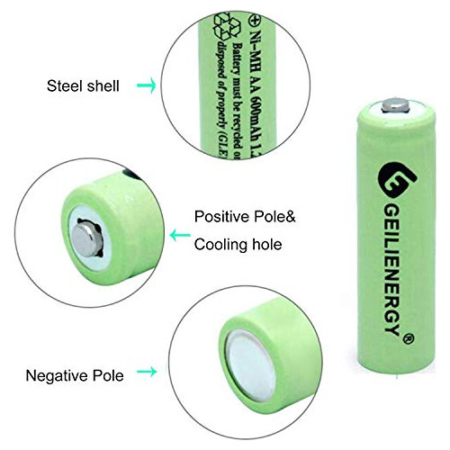 Pilas Aa Nimh Recargables De 600mah 1.2v Luces Solares,...