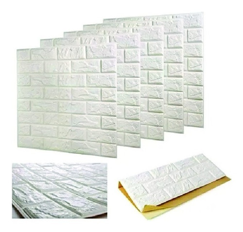 Revestimiento Pared Adhesivo Facil Colocacion Piedra Blanco