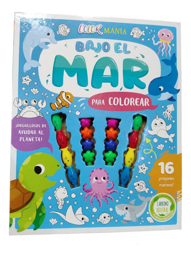 Bajo El Mar Libro Para Colorear - 16 Crayones