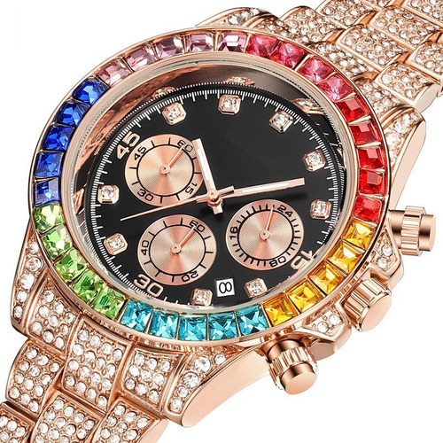 Reloj De Pulsera Con Calendario De Cuarzo Con Diamantes De L