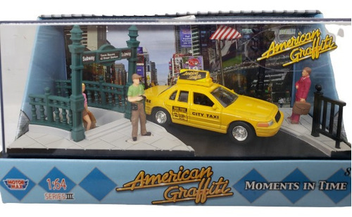 Motormax 1:64 Set American Graffiti Taxi / Cuidad Esc 1:64