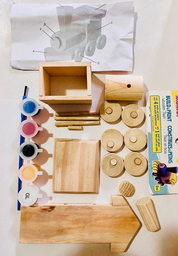 Construir Crear Pintar Juego De Armar Bloques Madera Apilar
