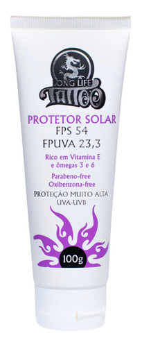 Protetor Solar Para Tatuagem Fps 54 Evita Ressecamento 100ml