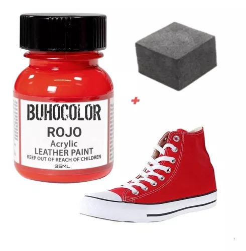 Pintura Zapatillas Rojo Buhocolor Tela / Cuero + Aplicador