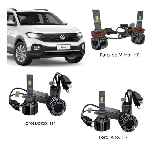 Kit Ultraled Farol T-cross 2019 H7/h7/h11 100w 14000 Lumens
