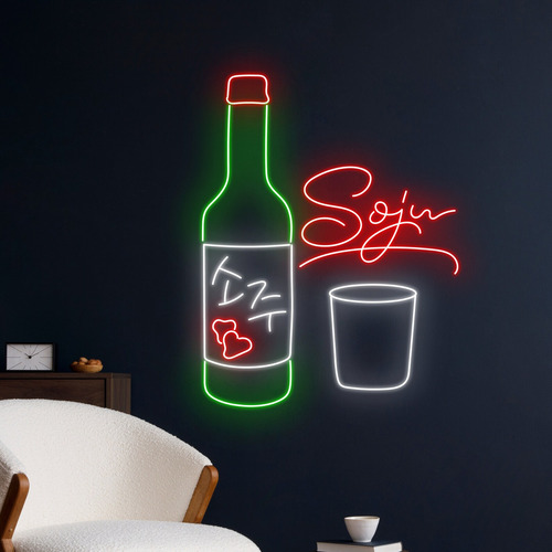 Letrero Led Neón Soju Coreano Bar Decoracion Anuncio