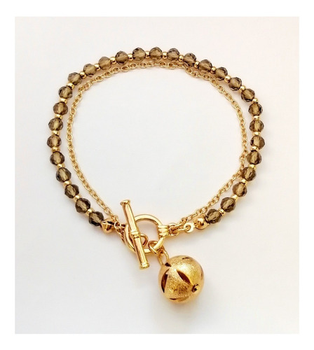 Hermosa Pulsera Kami Baño Dorado  Dije Esfera De Avon 