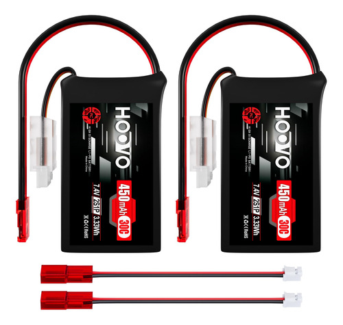 Hoovo 2s Lipo Bateria 7.4v 450mah 30c Bateria Con Jst Plug P