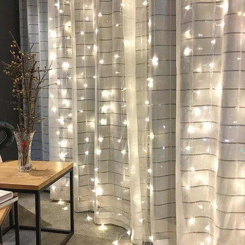 Imagen 4 de 5 de Cortina De Luz Led 3x2 M 12tiras Lluvia 200led Deco Evento