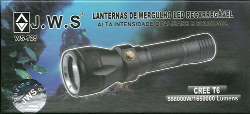Imagem 2 de 7 de Lanterna De Mergulho Recarregável Led T6 588.000w Jws Ws-725