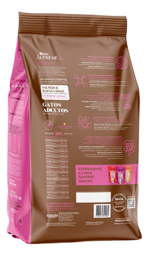 Ração Quatree Supreme Gatos Adultos Salmão E Batata Doce 3kg
