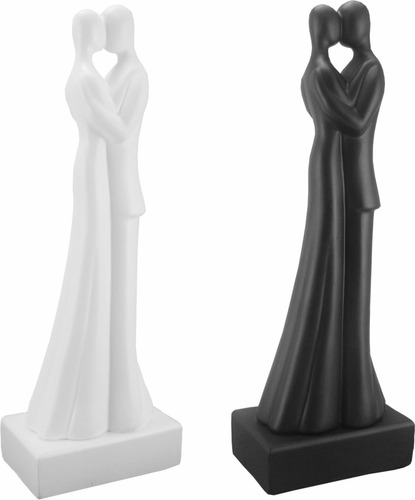 Estatueta Casal Beijo  Estilizada -branco Ou Preto Oferta