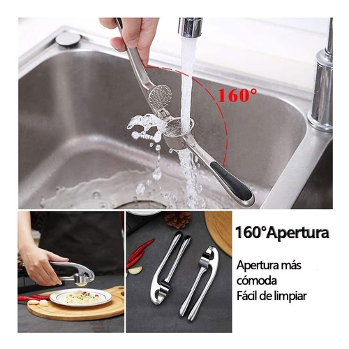 Prensa De Ajo De Acero Inoxidable De 3 Piezas