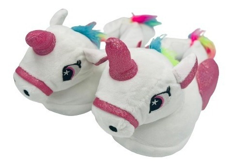 Pantuflas Unicornio Infantil 28 Al 33 Niñas Blanca