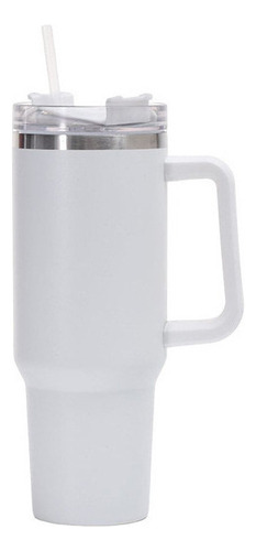 Taza de acero inoxidable con forma de pajita de color blanco multicolor de 40 oz con asa y fondo plano (1200 ml)