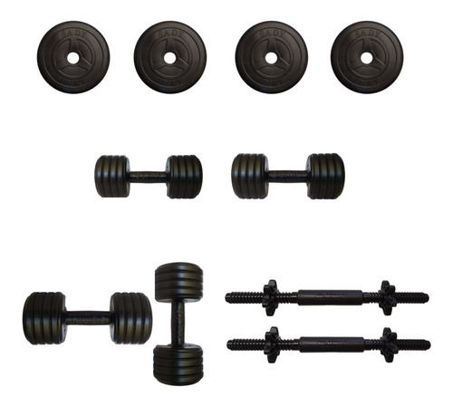 Set Kit 6 Mancuernas 5kg Ajustables + 2 De 3.5kg + 2 De 2kg 