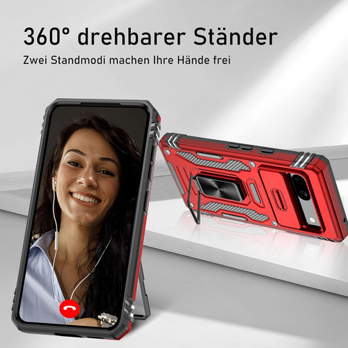 Funda Uso Rudo Cámara Para Google Pixel 7a Carcasa+mica Rojo Google Pixel 7a