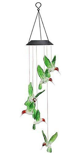 Lampara Colibri Colgante Led Solar Jardin Terraza Exterior 