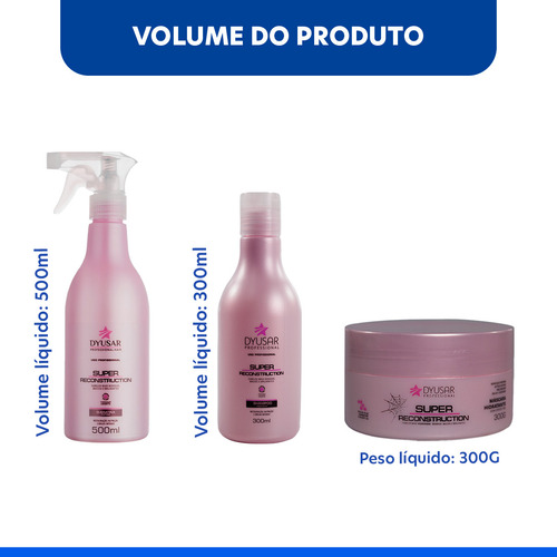 Kit Salão Reconstrução Shampoo + Mascara + Queratina Liquida