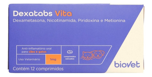 Dexatabs Vita Para Cães E Gatos 1mg Com 12 Comp. Kit C/ 4 Cx