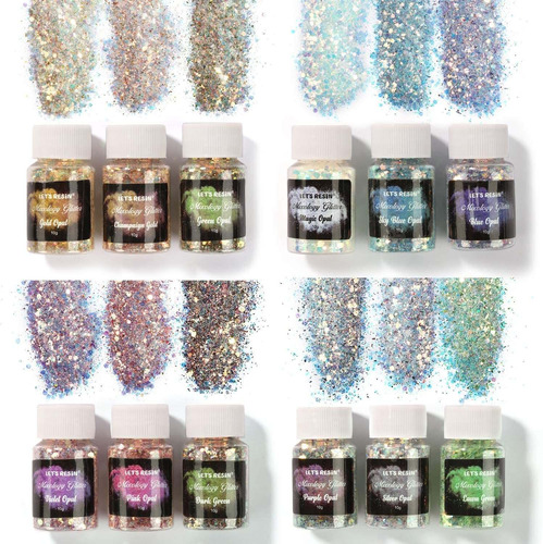 Opal Chunky Glitter (12 Colores) Para Resina Y Slime 10g C/u