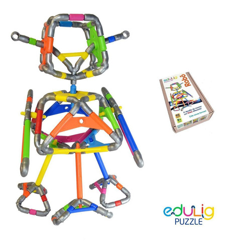 Quebra-cabeça Edulig Puzzle 3d Robô - 93 Peças E Conexões