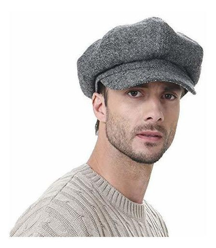 Gorro Sombrero Newsboy Hombre Withmoons Gris 1 Pz