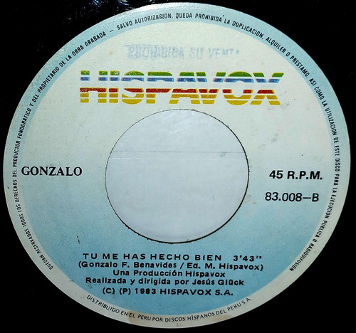 Single 45 Gonzalo - Quien Piensa En Ti+ Tu Me Has Hecho Bien