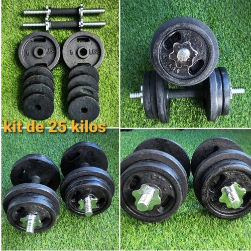 Set Kit Pesas Barra Mancuernas Juego 50 Libras Gym