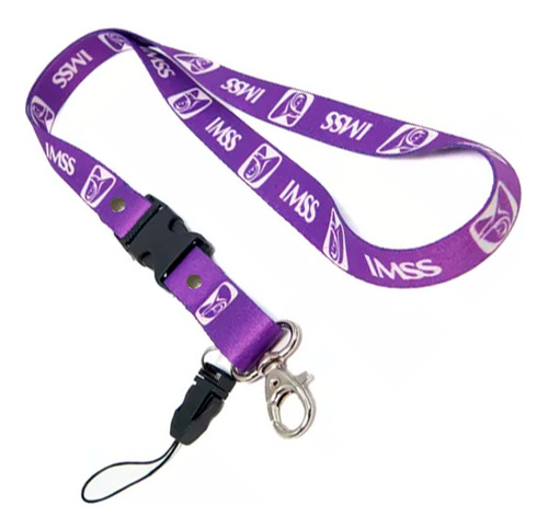 Porta Gafete Lanyard Imss 25 Mm Portagafete Portacredencial Color Lila