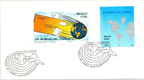 México Sobre Primer Día  Dia Del Correo  1988