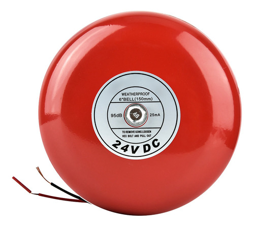 Campana Alarma 24 V Metal Redonda Seguridad Rojo