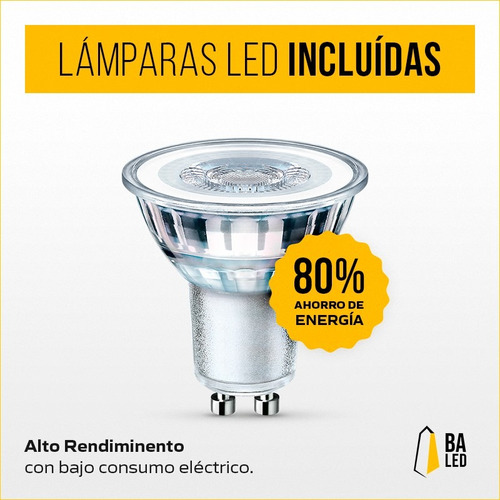 Aplique Techo Led Cuba Moderno 4 Spot Gu10 + 4 Dicroica