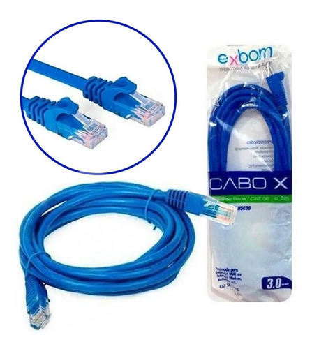 Cabo De Rede 3 M Ethernet Lan Xbox Ps3 Ps4 Rj45 C/ 3 Metros