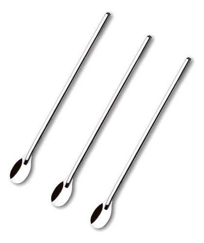 Kit 3 Colher Para Mexer Suco 30 Cm Leite Copo Jarra Comprida Cor do cabo Aço Inox CroAço