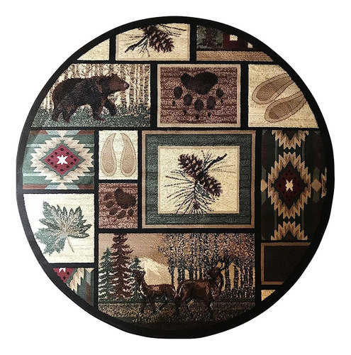 Alfombra King Cabin Style Round Area Rug Rustic Western Coun