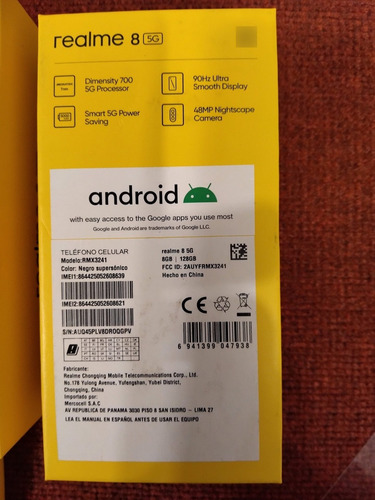 Celular Realme 8, 5g, 128gb Int. Super 8gb De Ram Impecable