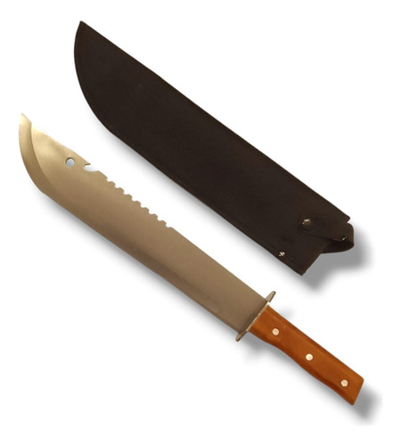 Machete De Monte Tipo Tanto - Mango De Madera -  Funda -