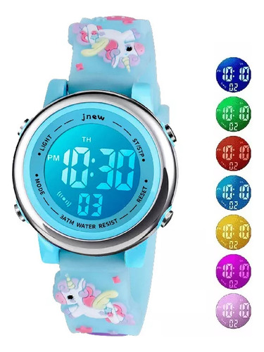 Reloj Digital Led Multifuncional Con Diseño De Unicornio Par