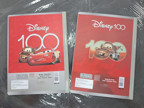 Cuaderno Cuadriculado 100 Años Disney ( Cars / Spiderman )