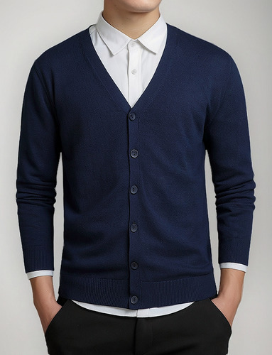 . Suéter Tipo Cárdigan Con Botones Informal Para Hombre
