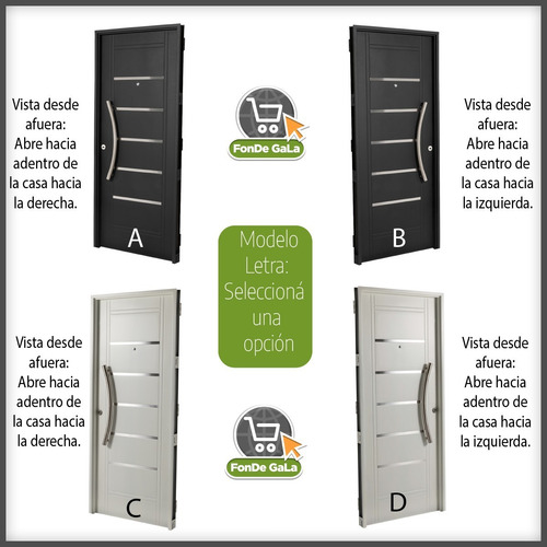 Imagen 2 de 10 de Puerta Inyectada Doble Chapa 80x2 Barral Aluminio Curvo 75cm