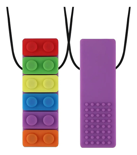 Mordedor de Silicone Lego para Bebês e Autismo - Bloco Lilás com Cerdas Massageadoras
