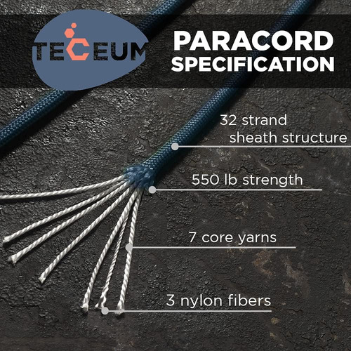 Cuerda Paracord Teceum, Para Supervivencia Y Camping, Azul