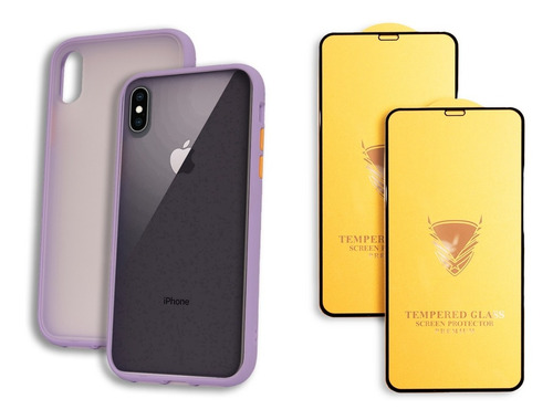 Funda Case Uso Rudo Para iPhone +2 Micas Protectoras Premium