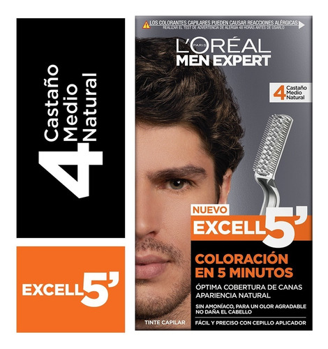 Tintura Excell 5 Tono 4 Castaño Medio Men Expert