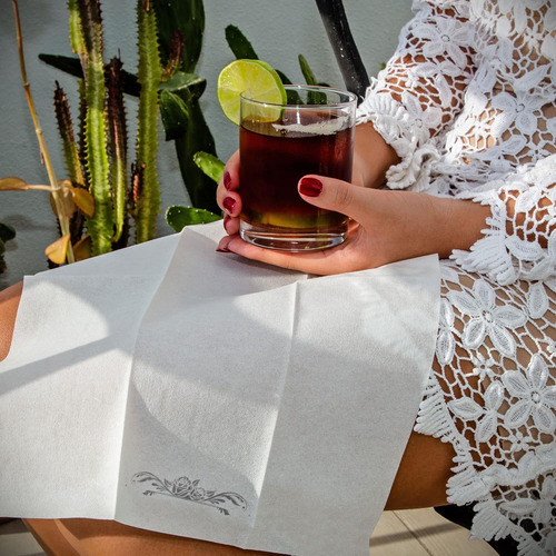 Servilletas De Papel Airlaid Con Estampado De Hoja De Plata